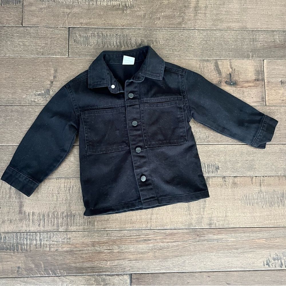 Wonder Nation Denim Jacket Black 2T Unisex Toddler Boys Girls Jean